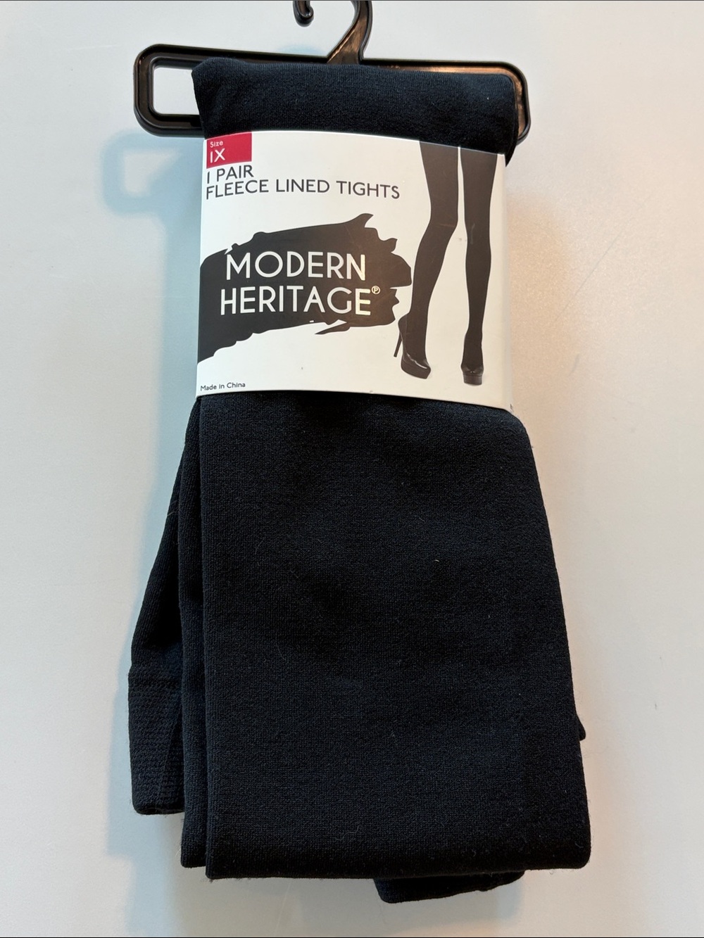 Modern Heritage Fleece Lined Footed Black Tights Size XL New!